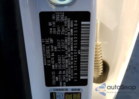 2025 Kia Sportage Lx z USA, uszkodzony, nr VIN 5XYK23DF9SG315184